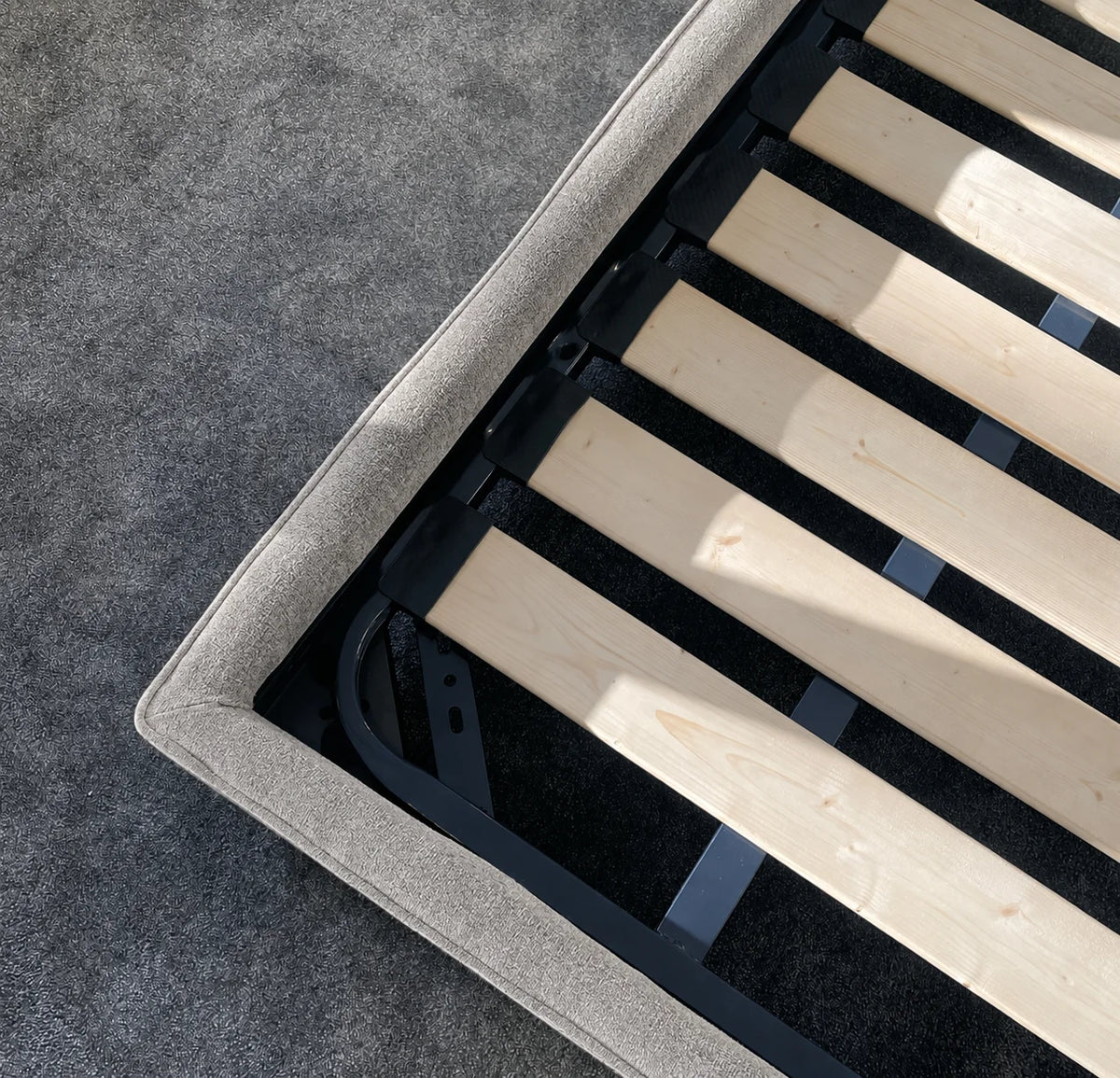 Custom Bed Frame Cover — Mistveil WX818 · Silver Fog