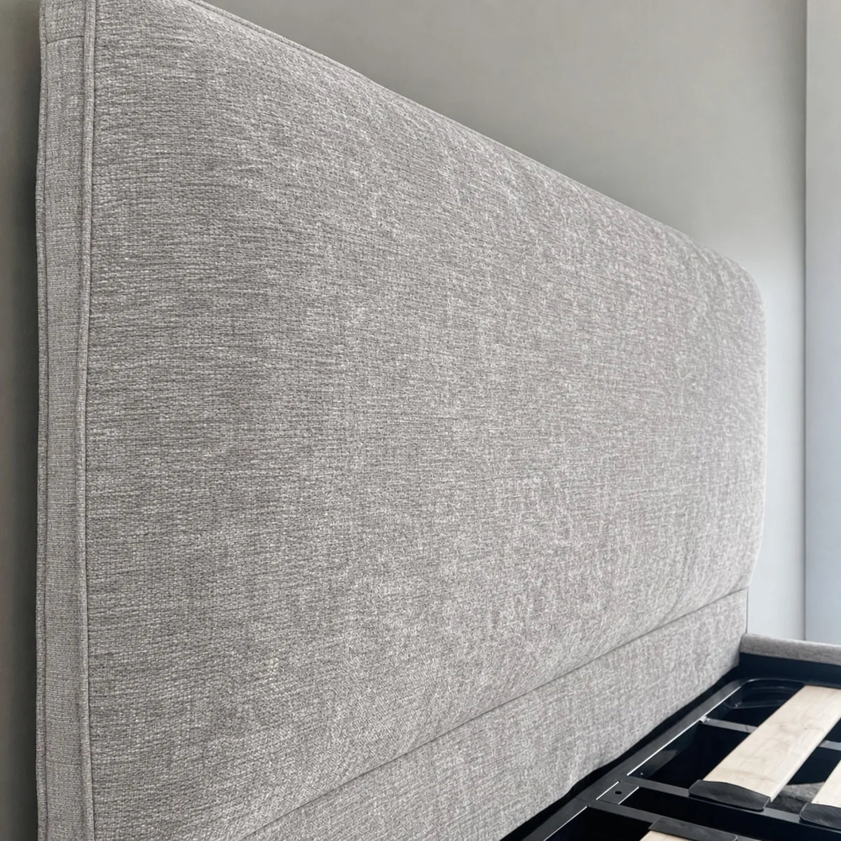 Custom Bed Frame Cover — Mistveil WX818 · Silver Fog