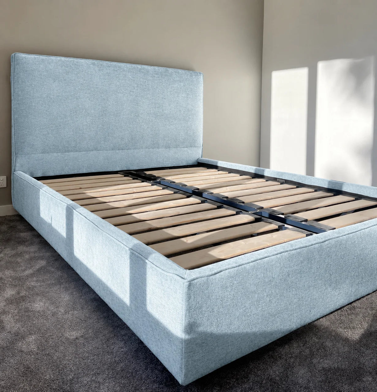 Custom Bed Frame Cover — Mistveil WX818 · Sky Mist
