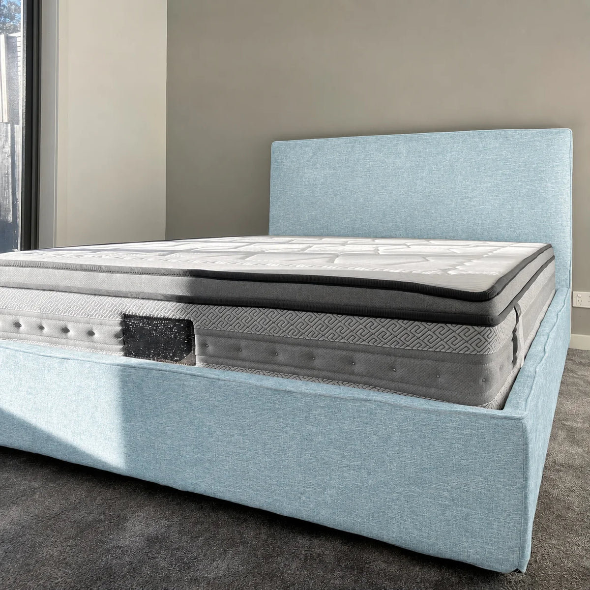 Custom Bed Frame Cover — Mistveil WX818 · Sky Mist