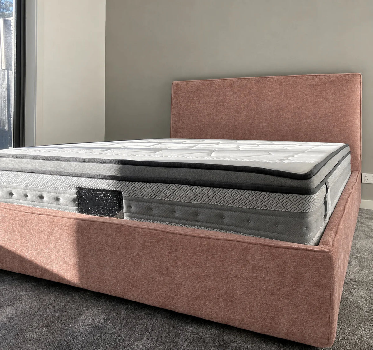 Custom Bed Frame Cover — Mistveil WX818 · Soft Blush
