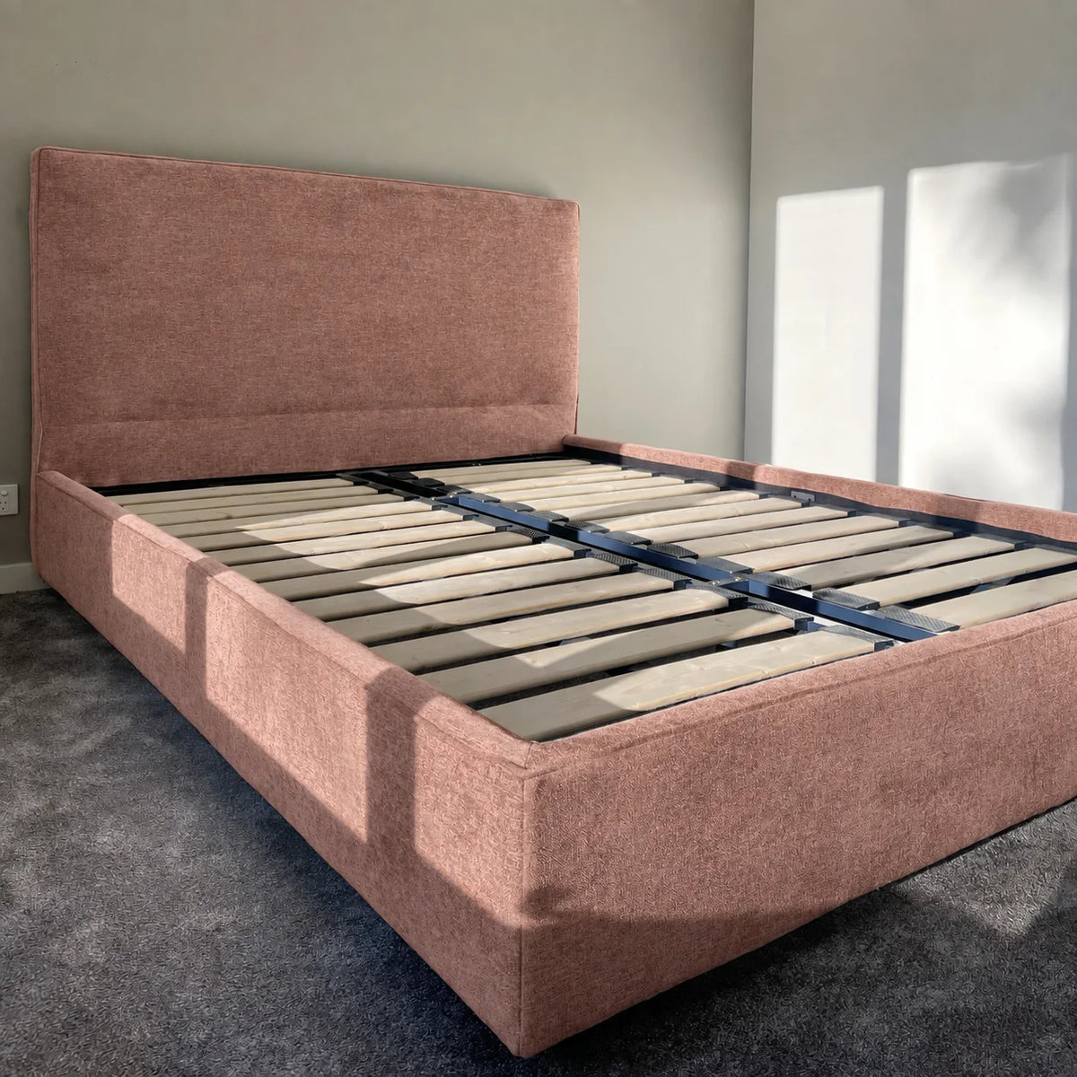 Custom Bed Frame Cover — Mistveil WX818 · Soft Blush