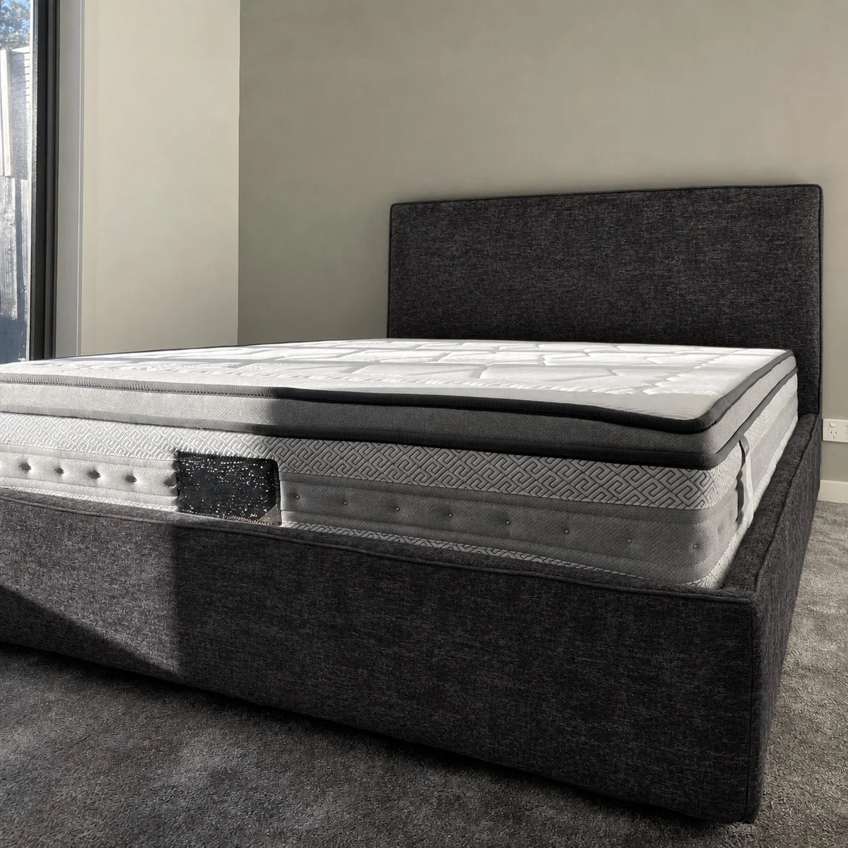 Custom Bed Frame Cover — Mistveil WX818 · Steel Gunmetal