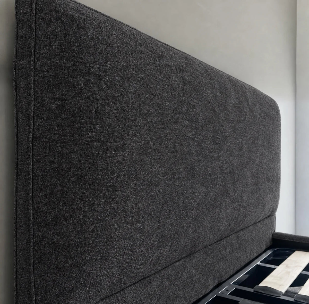 Custom Bed Frame Cover — Mistveil WX818 · Steel Gunmetal