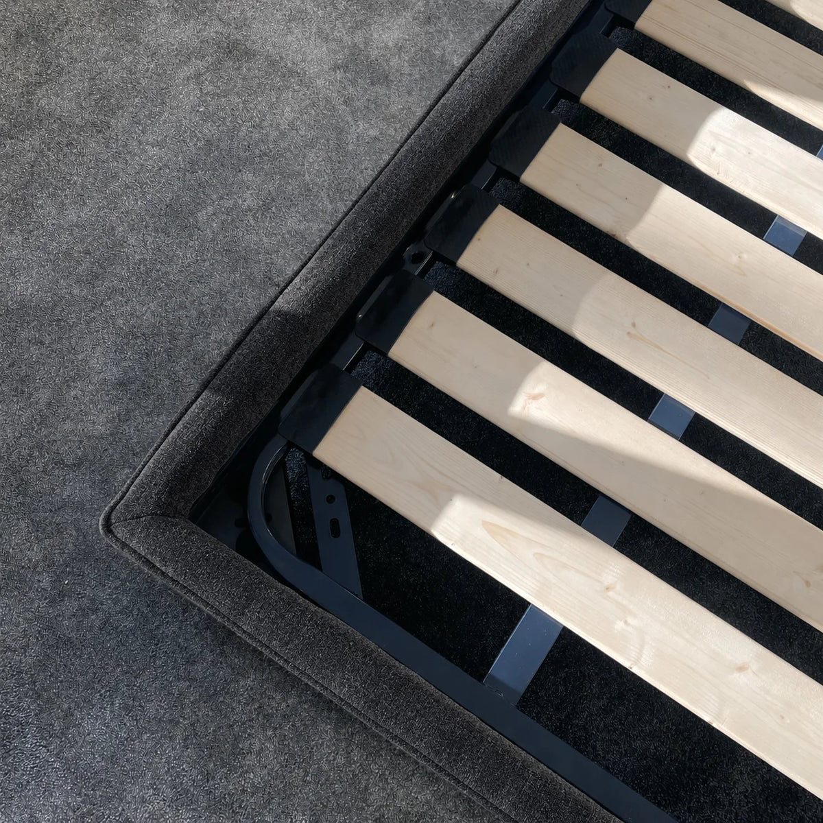 Custom Bed Frame Cover — Mistveil WX818 · Steel Gunmetal
