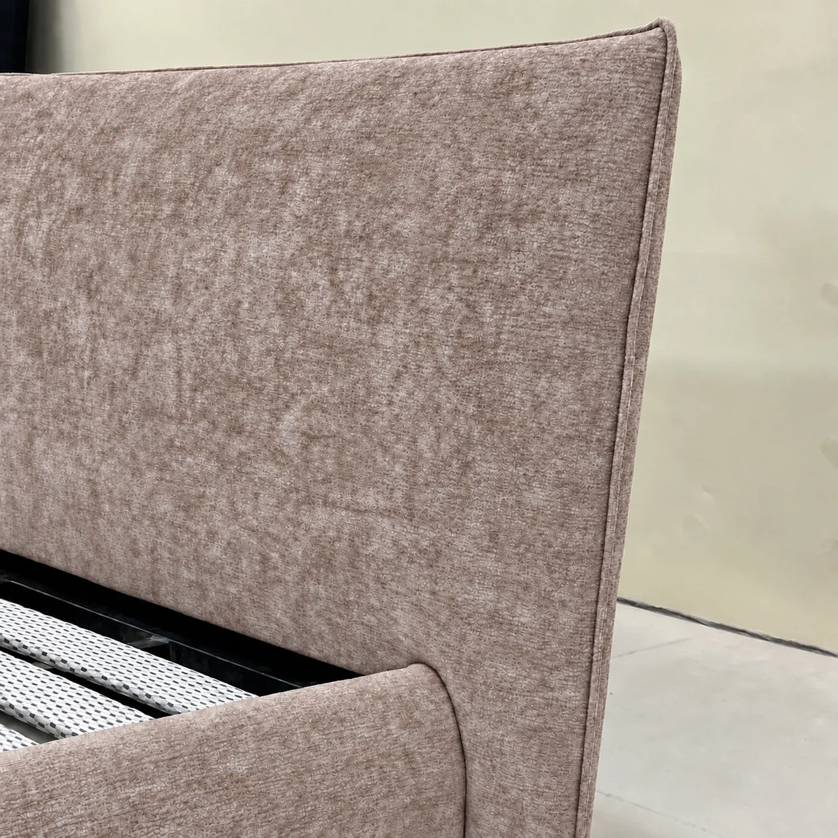 Custom Bed Frame Cover — Mistveil WX818 · Toasted Almond