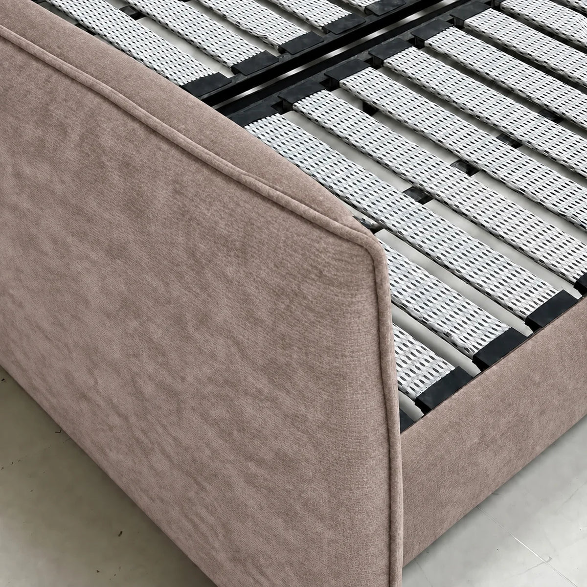 Custom Bed Frame Cover — Mistveil WX818 · Toasted Almond