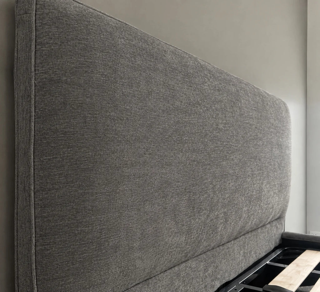 Custom Bed Frame Cover — Mistveil WX818 · Urban Stone