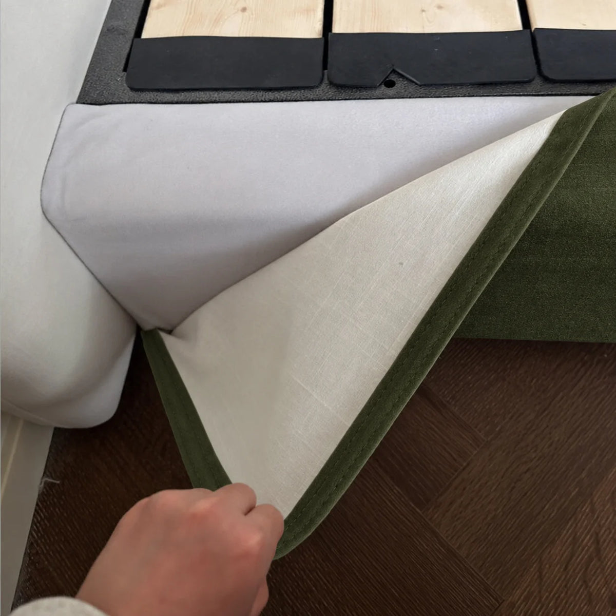 Custom Bed Frame Cover — Performance HH200 · Avocado Green