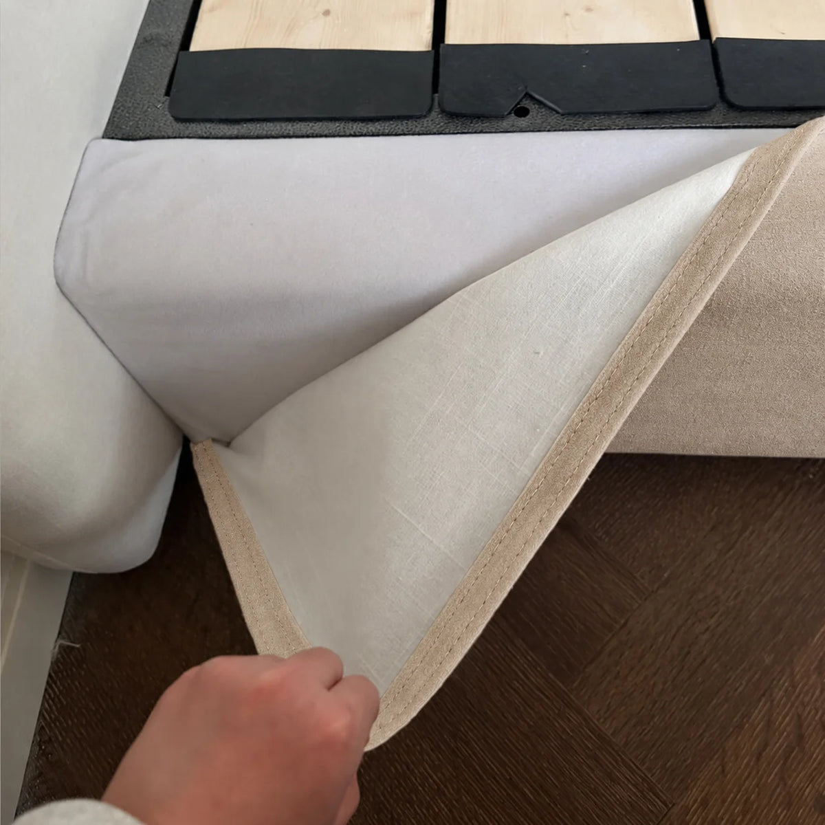 Custom Bed Frame Cover — Performance HH200 · Champagne Beige