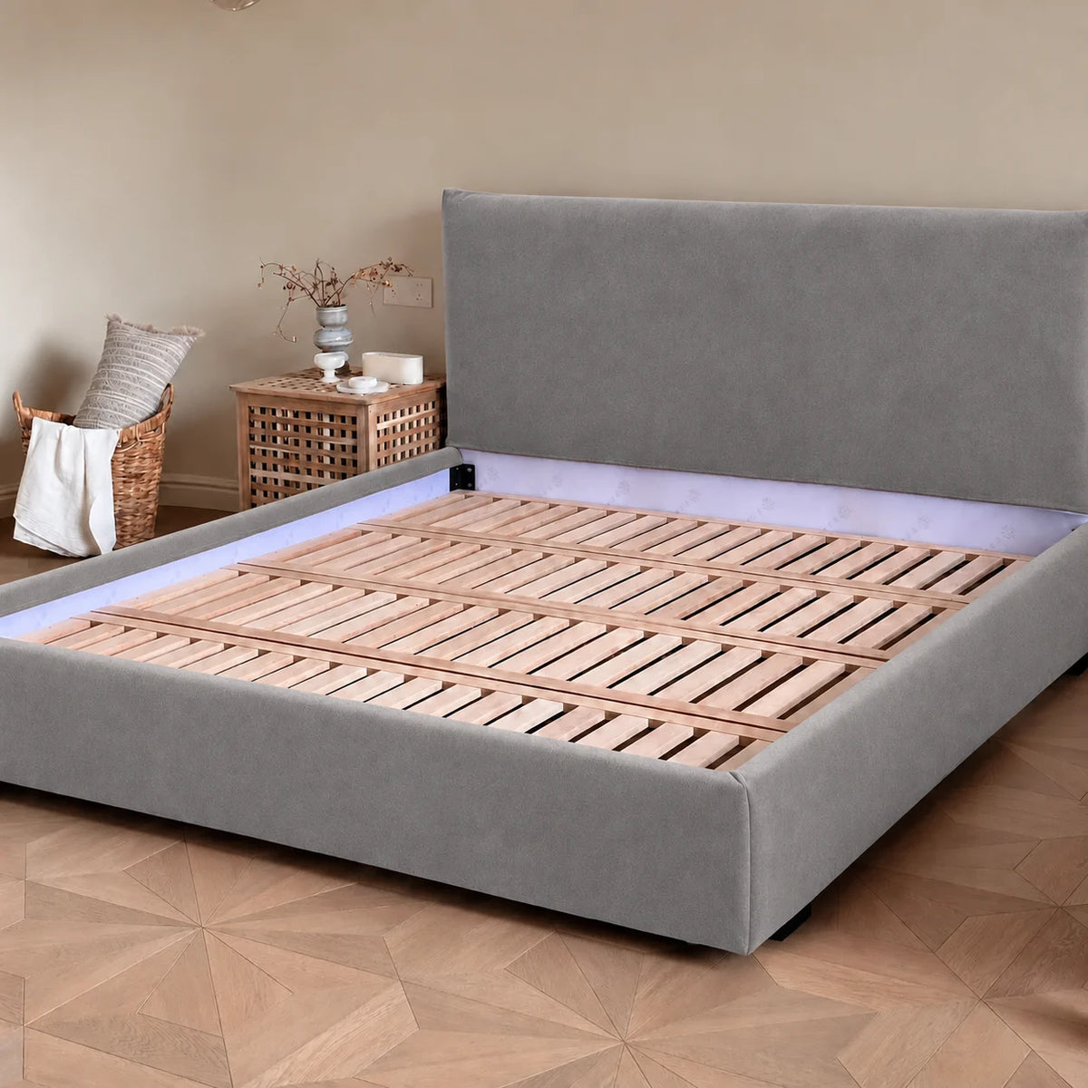 Custom Bed Frame Cover — Performance HH200 · Neutral Smoke Gray