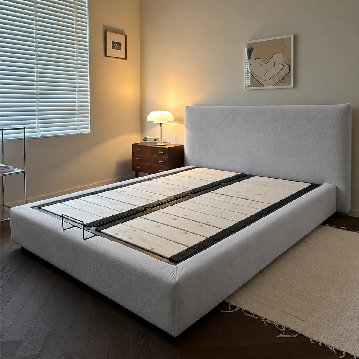 Custom Bed Frame Cover — Performance HH200 · Soft Silver Gray