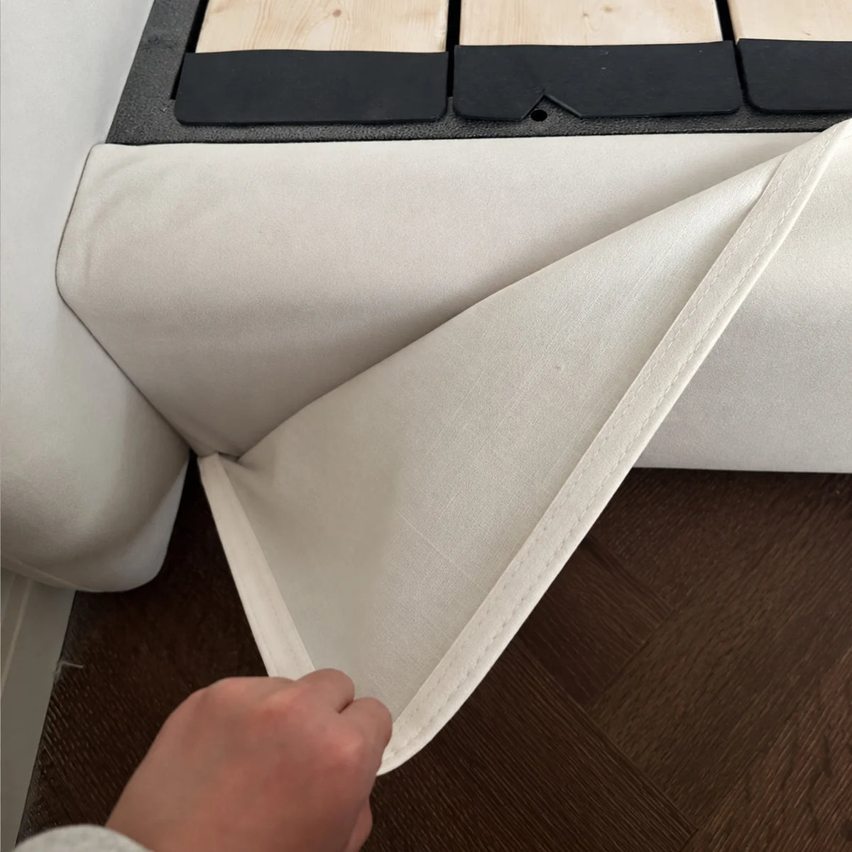 Custom Bed Frame Cover — Performance HH200 · Soft Warm Ivory