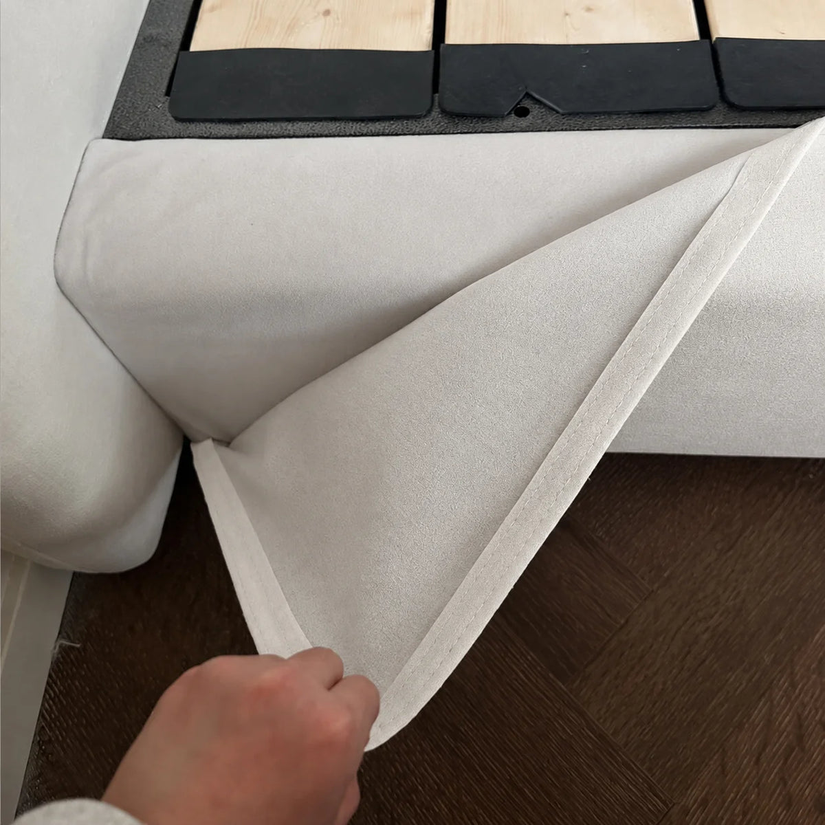 Custom Bed Frame Cover — Performance HH200 · Soft Warm Ivory White
