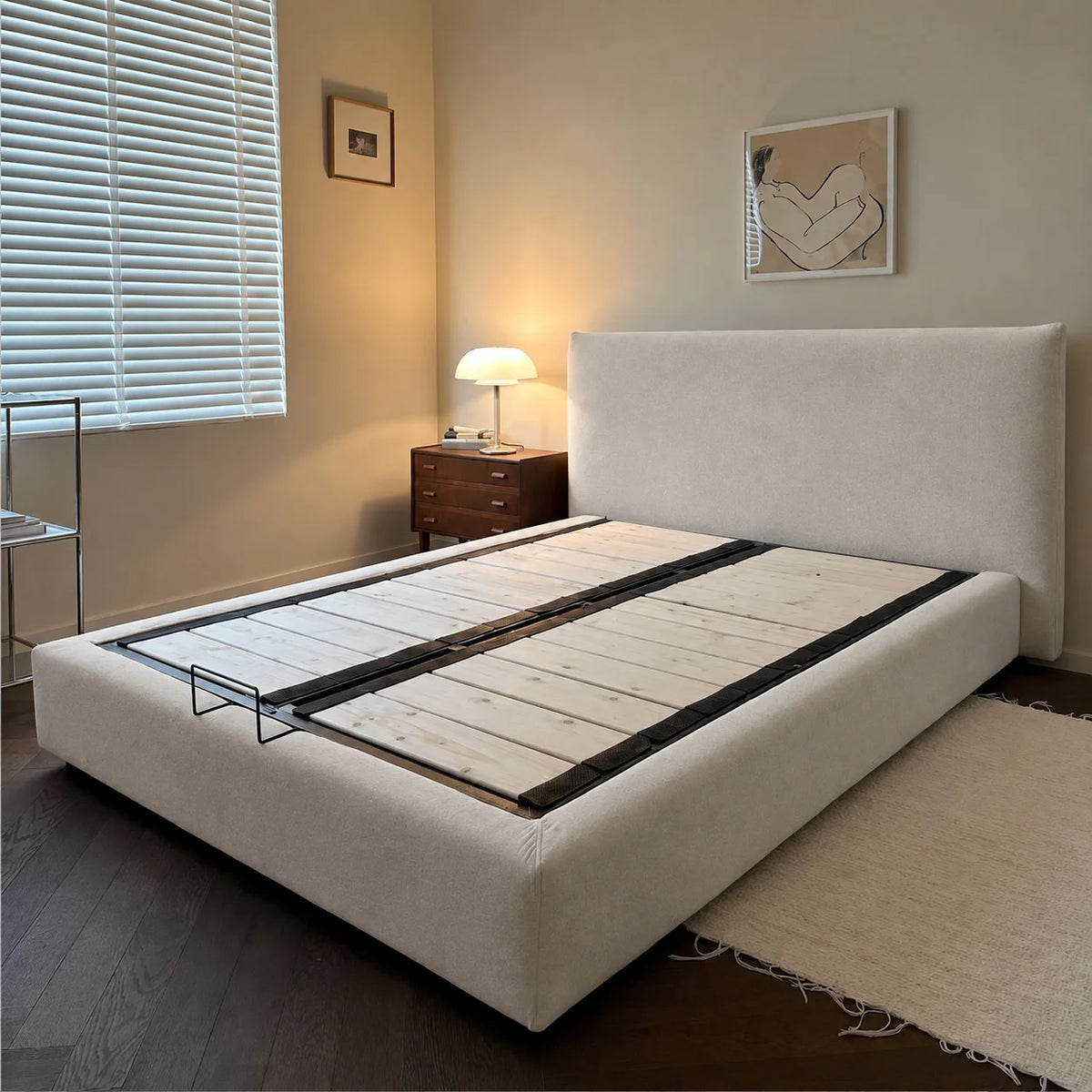 Custom Bed Frame Cover — Performance HH200 · Soft Warm Ivory White