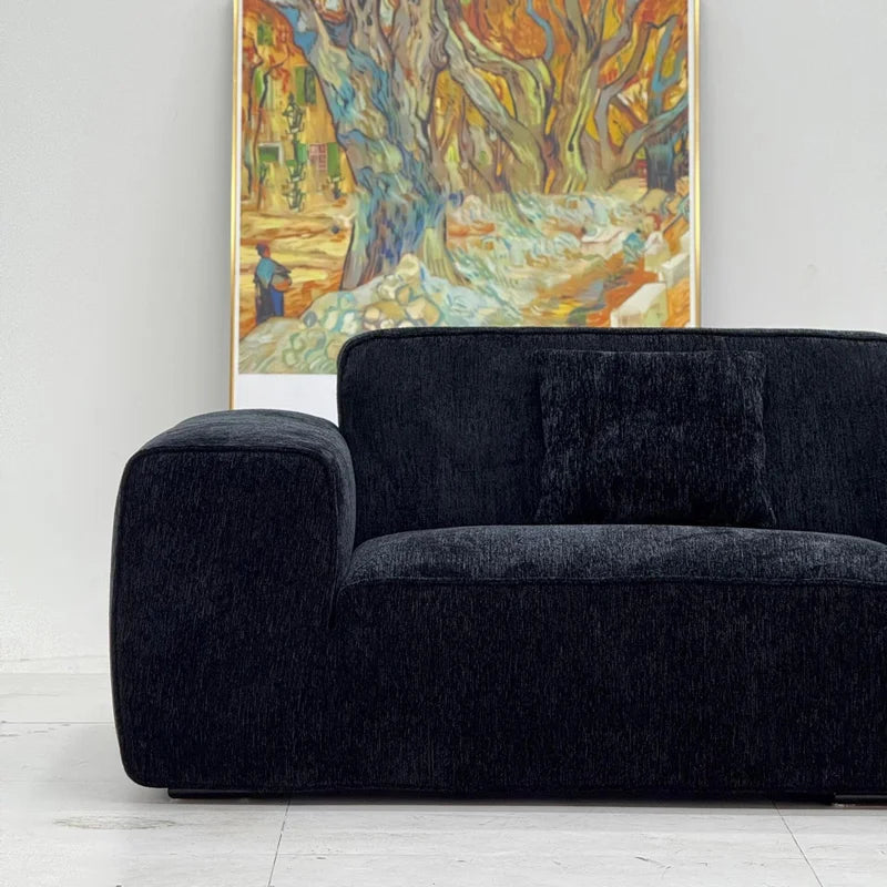 Custom Sofa Slipcover — Blossom · Onyx Noir