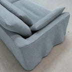Custom Sofa Slipcover — Elara Flax · Alpine Mist