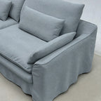 Custom Sofa Slipcover — Elara Flax · Alpine Mist