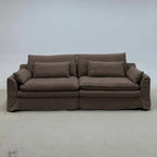 Custom Sofa Slipcover — Elara Flax · Cocoa Truffle