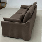 Custom Sofa Slipcover — Elara Flax · Cocoa Truffle