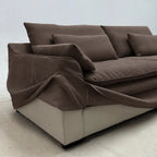Custom Sofa Slipcover — Elara Flax · Cocoa Truffle