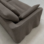 Custom Sofa Slipcover — Elara Flax · Espresso Bark
