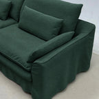 Custom Sofa Slipcover — Elara Flax · Evergreen Canopy
