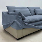 Custom Sofa Slipcover — Elara Flax · Foggy Harbor