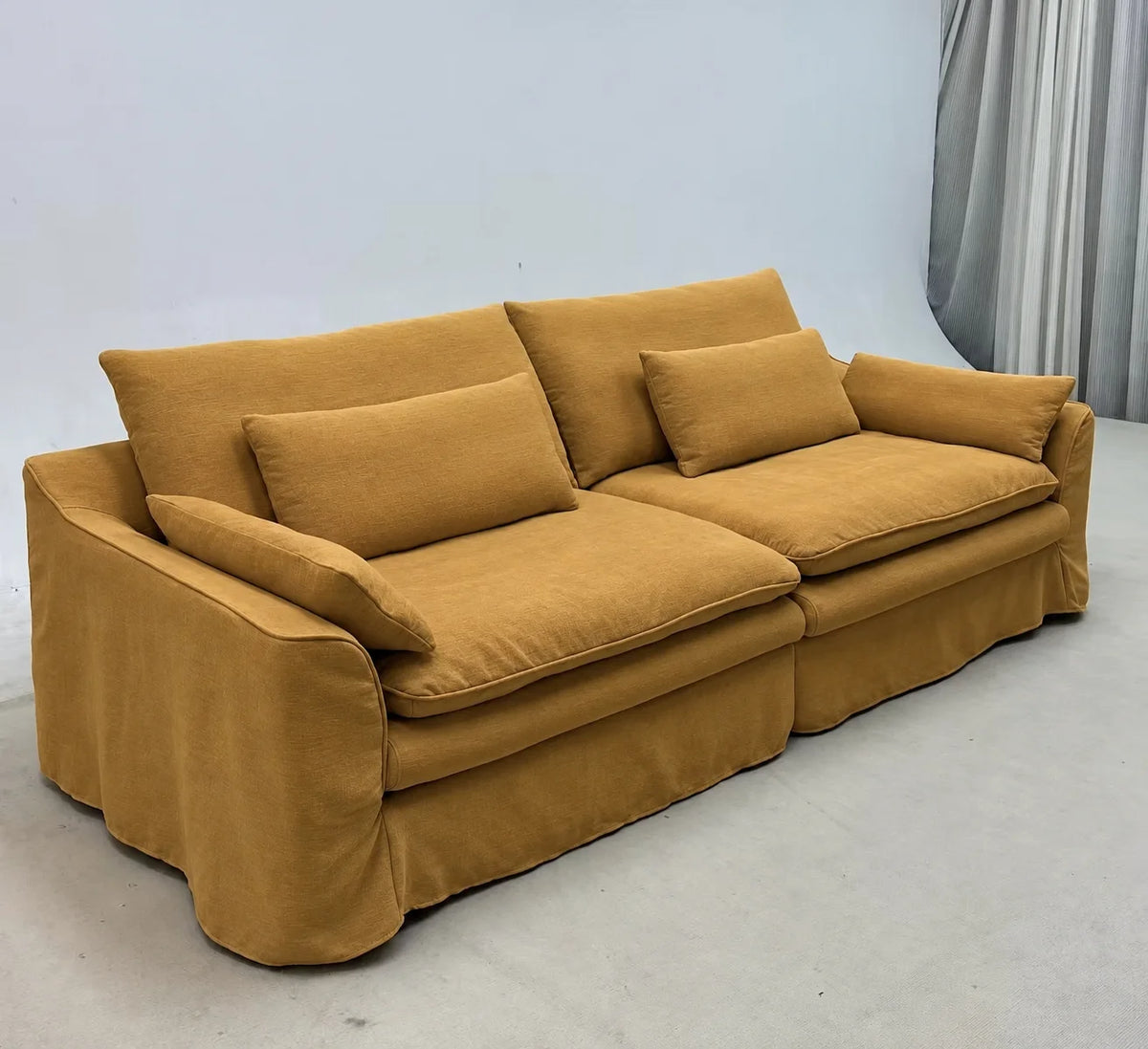 Custom Sofa Slipcover — Elara Flax · Golden Ginkgo