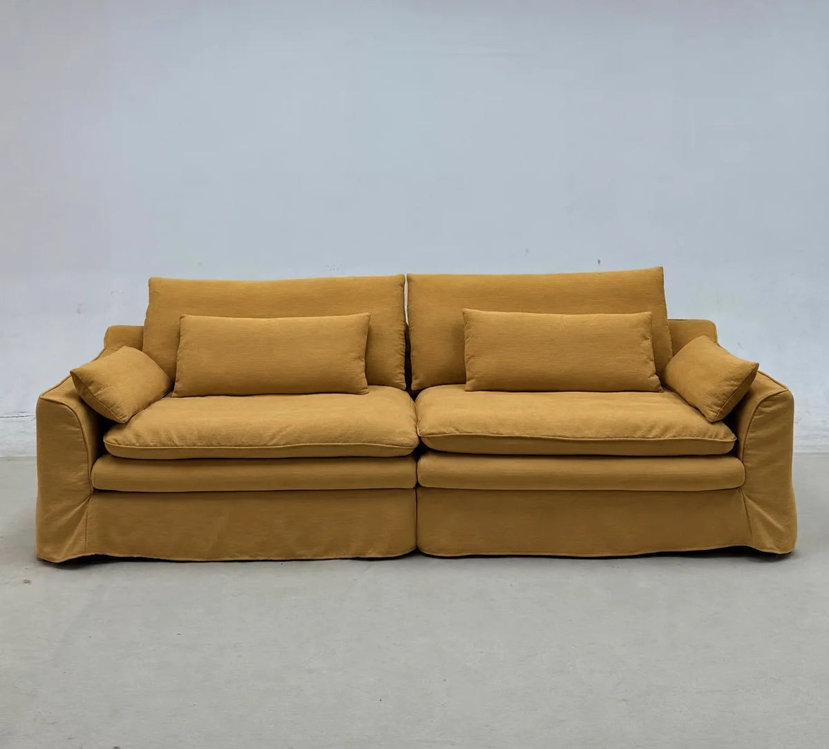 Custom Sofa Slipcover — Elara Flax · Golden Ginkgo