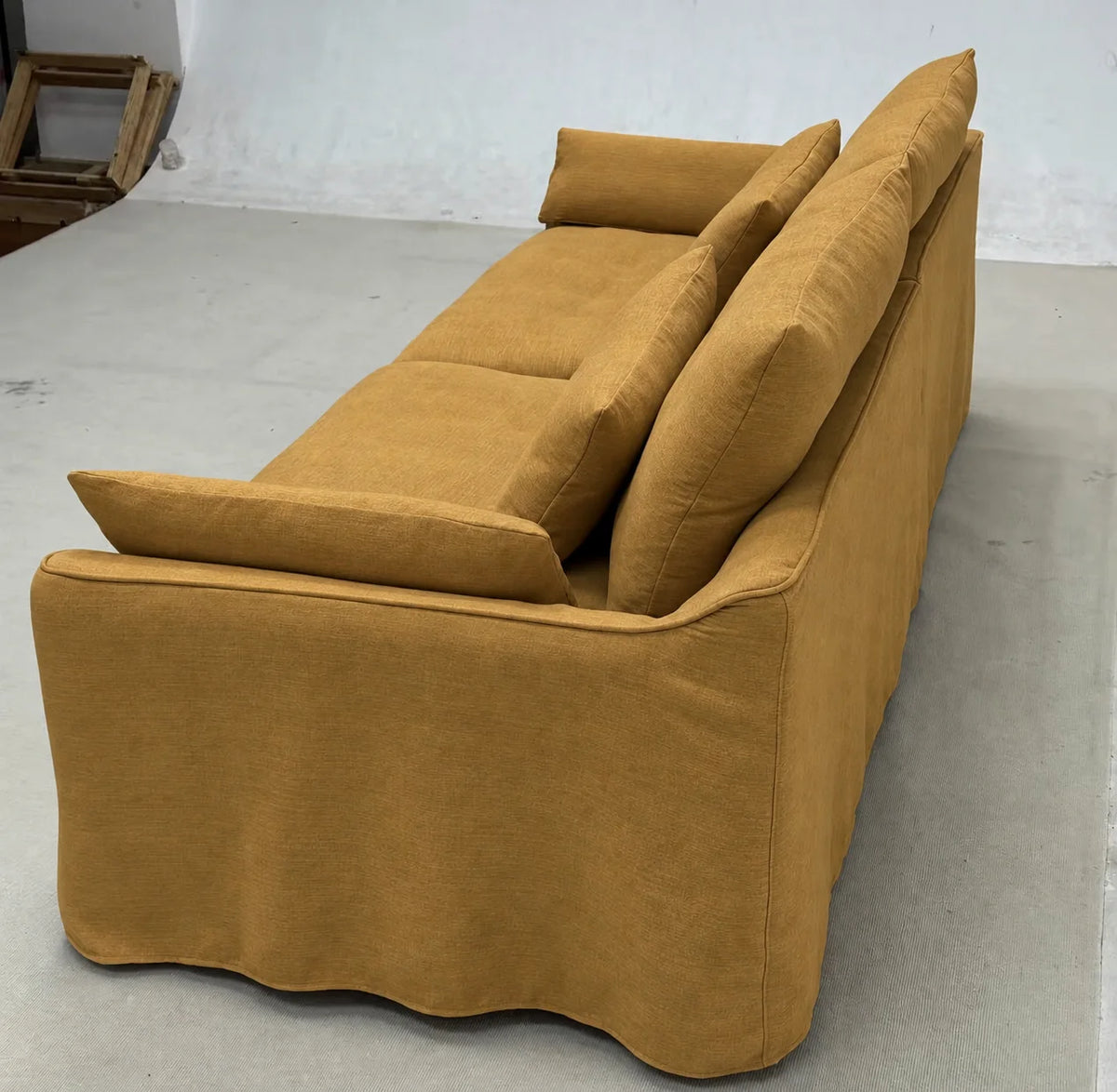 Custom Sofa Slipcover — Elara Flax · Golden Ginkgo