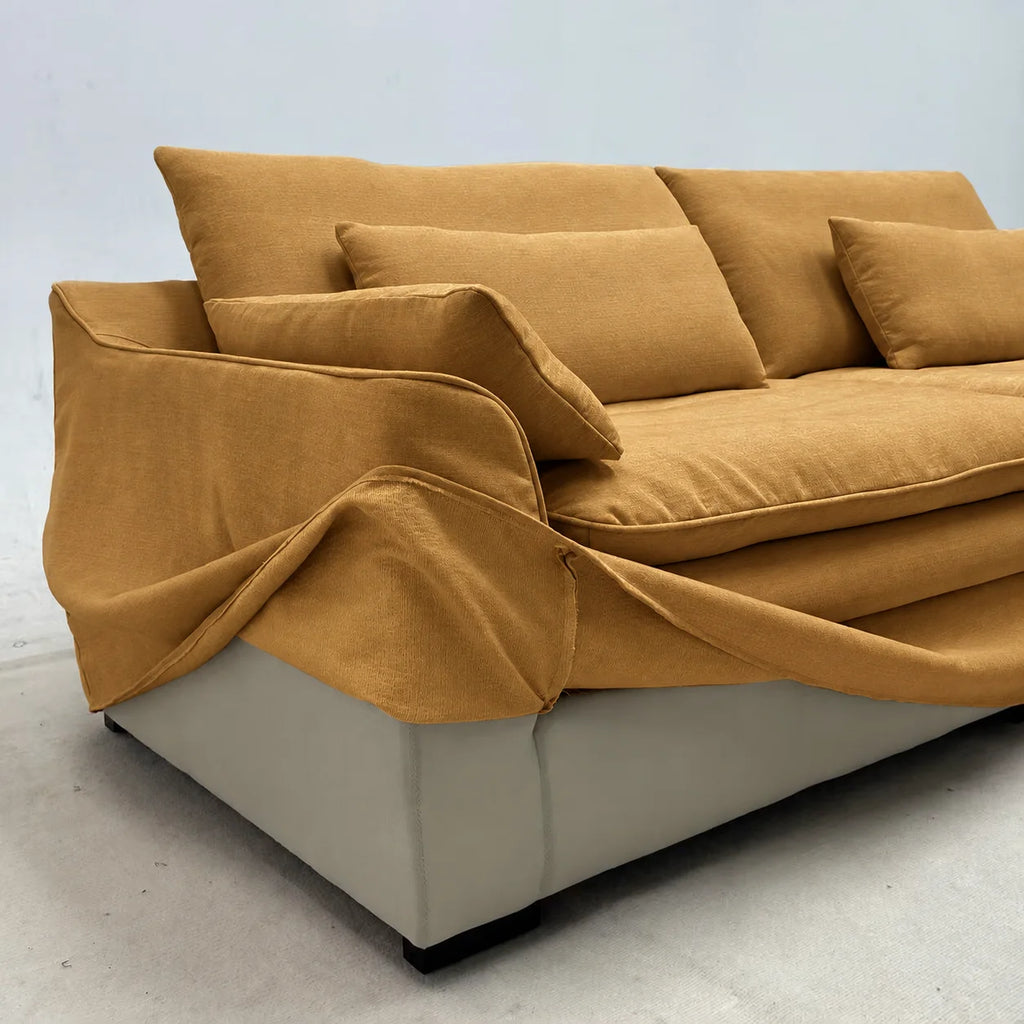 Custom Sofa Slipcover — Elara Flax · Golden Ginkgo