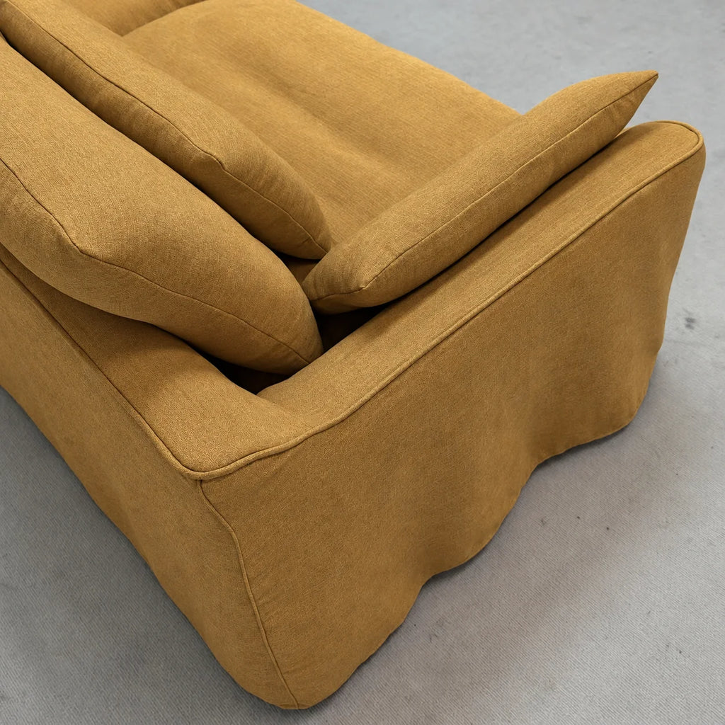 Custom Sofa Slipcover — Elara Flax · Golden Ginkgo