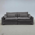 Custom Sofa Slipcover — Elara Flax · Graphite Shadow