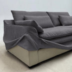 Custom Sofa Slipcover — Elara Flax · Graphite Shadow