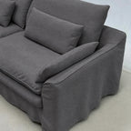 Custom Sofa Slipcover — Elara Flax · Graphite Shadow