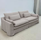 Custom Sofa Slipcover — Elara Flax · Ivory Cloud