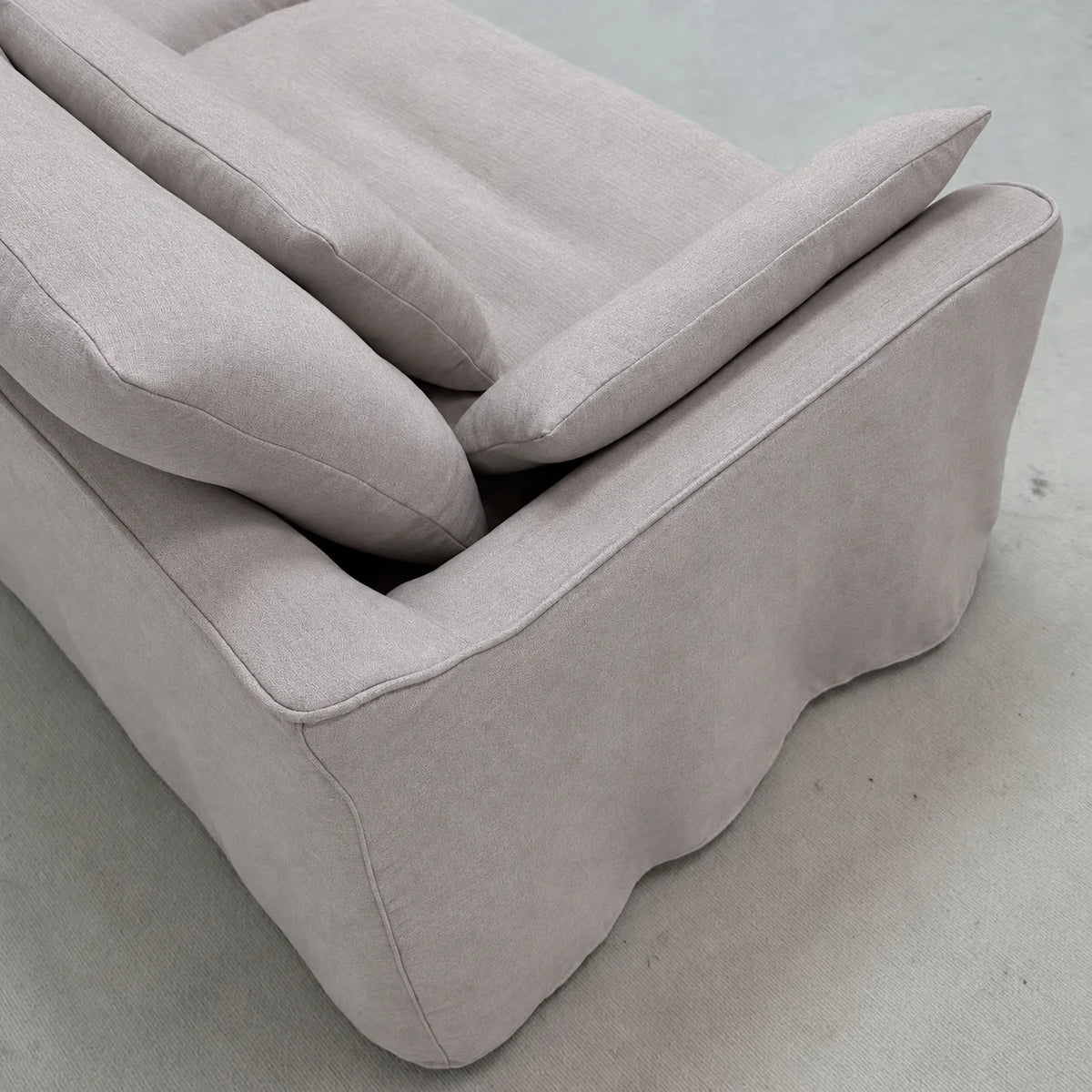 Custom Sofa Slipcover — Elara Flax · Ivory Cloud