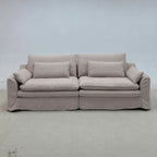 Custom Sofa Slipcover — Elara Flax · Ivory Cloud