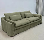 Custom Sofa Slipcover — Elara Flax · Matcha Mist