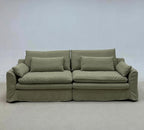 Custom Sofa Slipcover — Elara Flax · Matcha Mist
