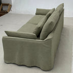 Custom Sofa Slipcover — Elara Flax · Matcha Mist