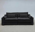 Custom Sofa Slipcover — Elara Flax · Obsidian Noir