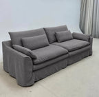 Custom Sofa Slipcover — Elara Flax · Platinum Drift