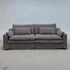 Custom Sofa Slipcover — Elara Flax · Platinum Drift