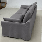 Custom Sofa Slipcover — Elara Flax · Platinum Drift