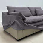 Custom Sofa Slipcover — Elara Flax · Platinum Drift