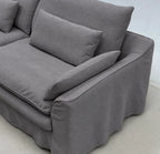 Custom Sofa Slipcover — Elara Flax · Platinum Drift
