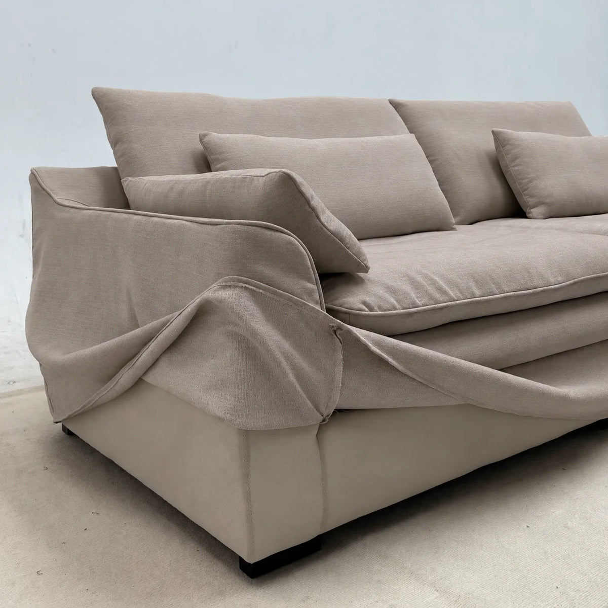 Custom Sofa Slipcover — Elara Flax · Sandstone Beige