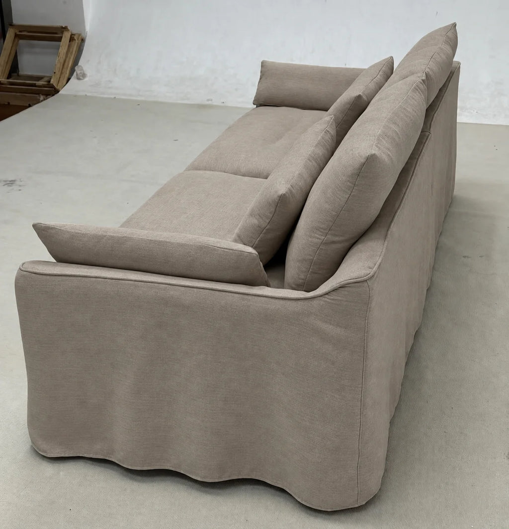 Custom Sofa Slipcover — Elara Flax · Sandstone Beige
